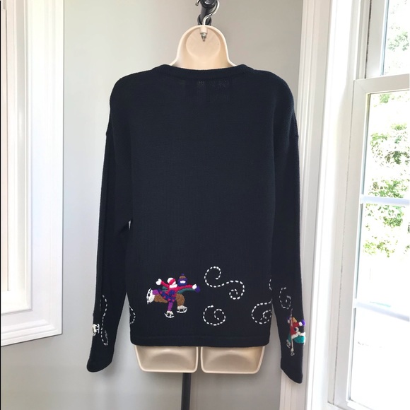 Vintage Michael Simon Embroidered Ice Skaters Cardigan - Women’s XL - Picture 4 of 8